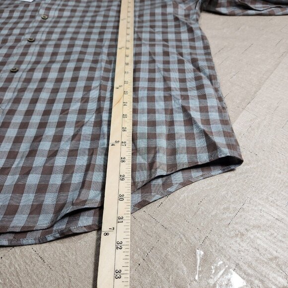 Roundtree & Yorke Mens SIZE XL Brown Checkered Button-Down Shirt Long Sleeve - Picture 5 of 10